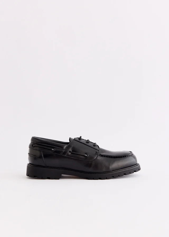 Studio Nicholson Lace Up Boat Shoes in Black from Incu, photo 1 of 1