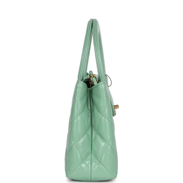 Chanel Small Kelly Shopper Light Green Shiny Aged Calfskin Brushed Gold Hardware in Green Calfskin from Madison Avenue Couture, photo 3 of 9