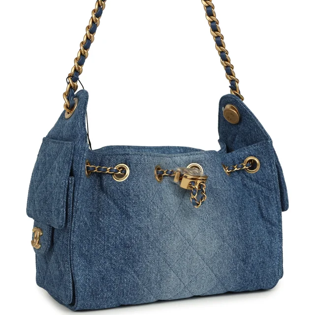 Chanel Mini 25 Hobo Bag Blue Washed Denim Antique Gold Hardware in Blue Denim from Madison Avenue Couture, photo 2 of 2