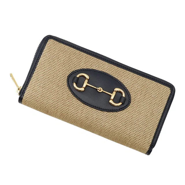 Gucci Horsebit 1955 Zip-Around Wallet Japan Limited Edition Beige/Navy621889 H58AG 2599 Canvas/Leather in Beige Canvas from GALLERY RARE