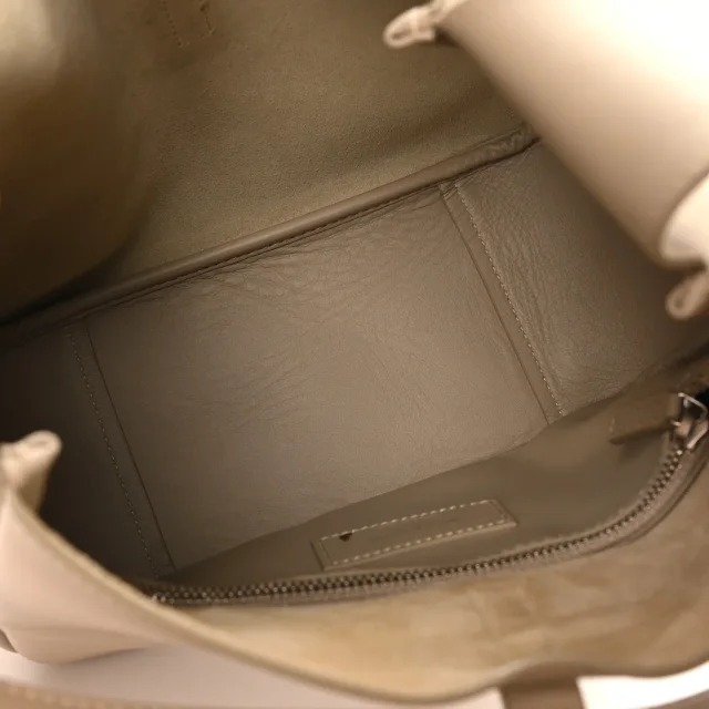 Saint Laurent Smooth Calfskin Small Le 5 A 7 Soft Hobo Sea Salt in Calfskin from FASHIONPHILE, photo 5 of 9