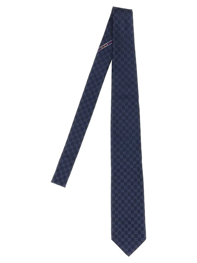 Gucci Double G Necktie — Navy Neckties in Navy Silk from HEWI