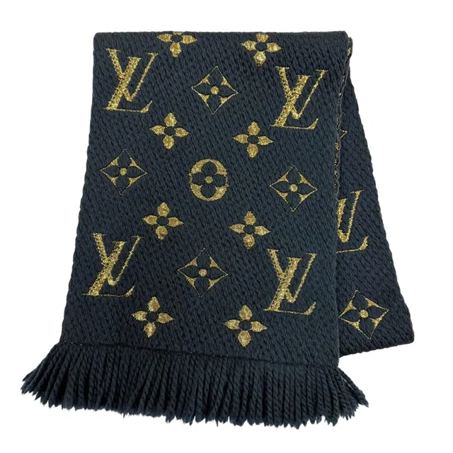 Louis Vuitton Logomania Scarf Shine Wool Silk Blue Petrol in Blue Silk from The Reluxe