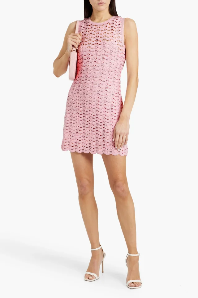 Carolina Herrera Crochet Mini Dress in Baby pink, photo 2 of 4 from THE OUTNET