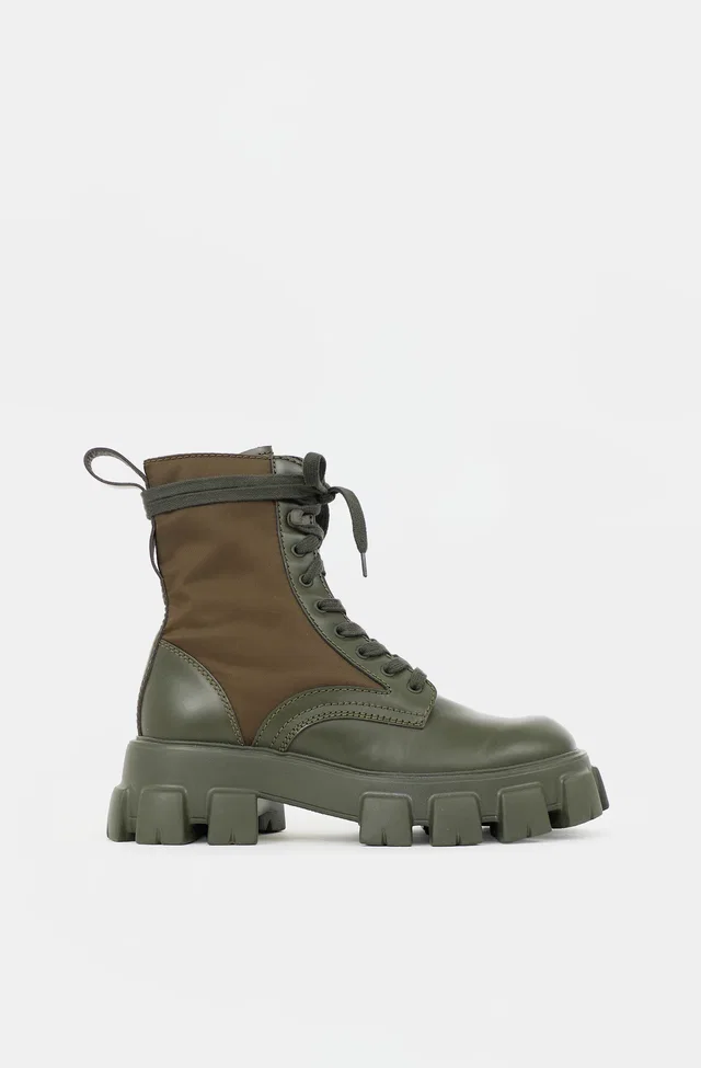 Prada Leather & Re-Nylon Combat Boot in Nylon from VSP Consignment