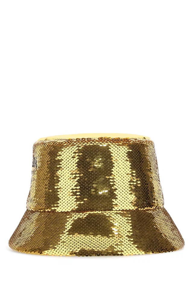 Prada Gold Sequin Bucket Hat in Gold Silk from HEWI