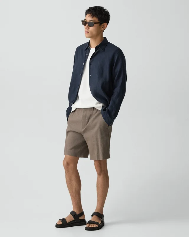 Theory Standard Short in Good Linen in MOREL 62% Linen, 36% Viscose, 2% Elastane, photo 8 of 10 from Theory
