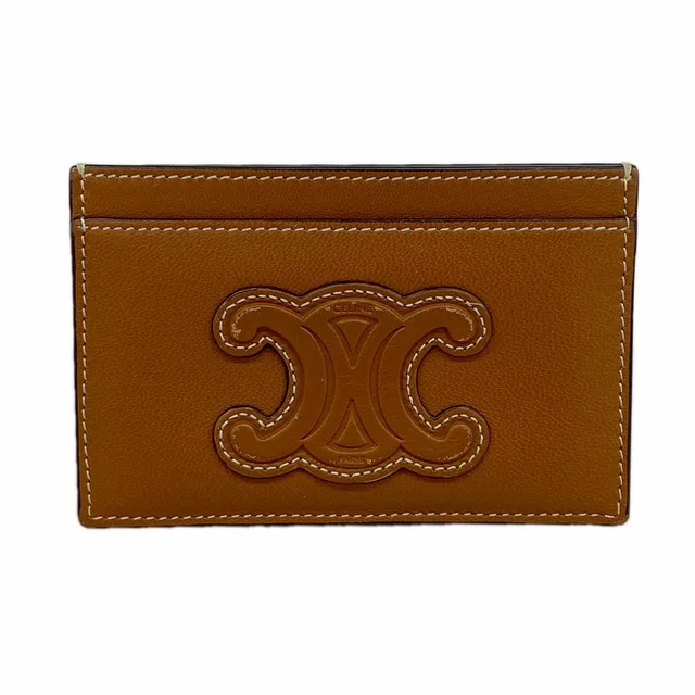 Celine Card Case Triomphe Leather Brown in Brown Leather from The Reluxe