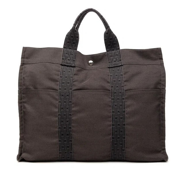 Brown Hermès Canvas Herline MM Tote Bag in Brown Canvas from Designer Revival