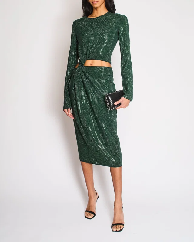 Bottega Veneta Green Maxi Rhinestone Embellished Dress Size S (UK 8-10) in Green from Sellier