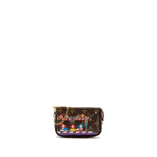 Louis Vuitton 2020 Mini Pochette 2020 Christmas Animation Bumper Cars Monogram Canvas GHW in Coated canvas from EMIER