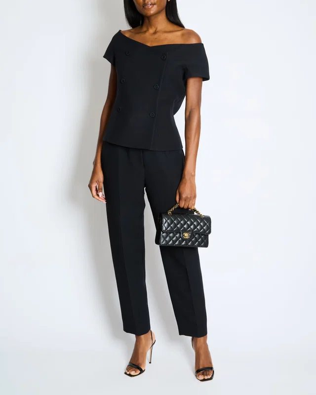 Dior Off Shoulder Barr Jacket with Wide Leg Trouser Set Size UK 14 RRP Jacket £3200 Trouser in Silk from Sellier