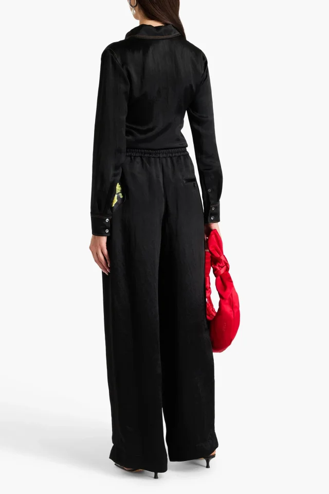 3.1 Phillip Lim Appliquéd Satin Shirt in Black, photo 3 of 4 from THE OUTNET