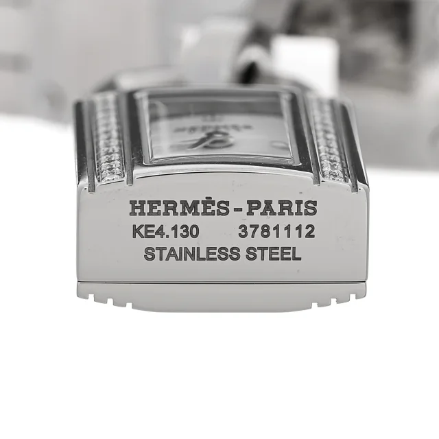 Hermès Stainless Steel Diamond 16mm Kelly Quartz Watch from FASHIONPHILE, photo 4 of 6