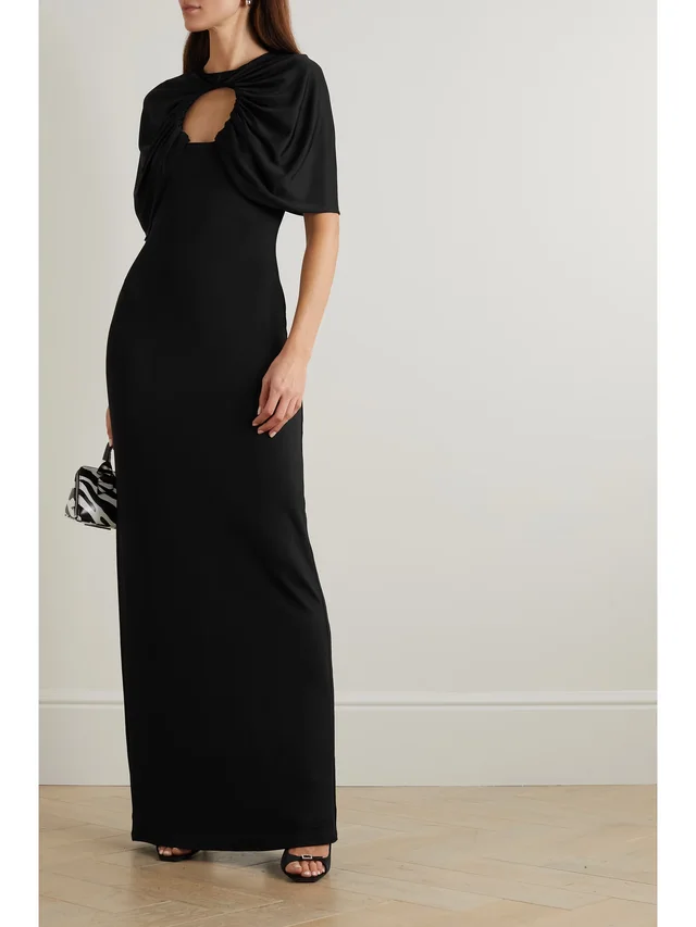 ET OCHS Cape-effect cutout ruched stretch-jersey gown in Black, photo 2 of 2 from NET-A-PORTER (Canada)