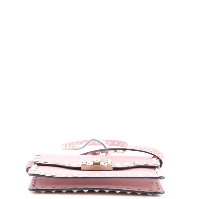 Valentino Garavani Rockstud Flip Lock Flap Bag Leather Small in pink Leather from Rebag, photo 4 of 7