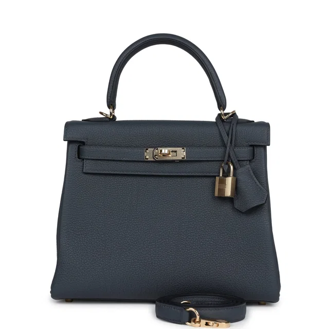 Hermès Kelly Retourne 25 Gris Misty Togo Permabrass Hardware in Grey Togo leather from Madison Avenue Couture