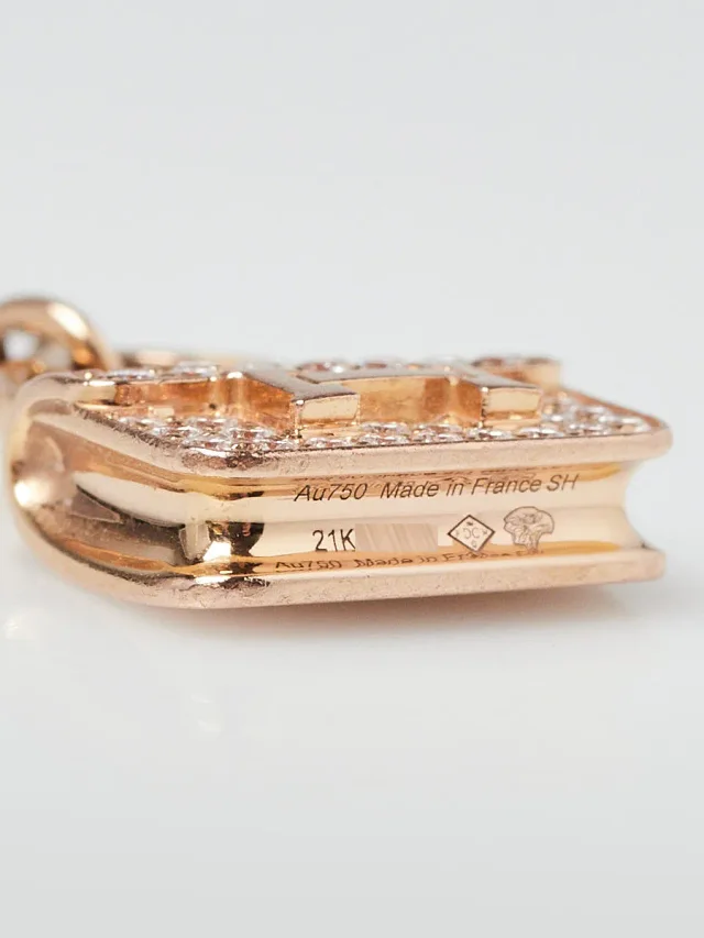 Hermès 18k Rose Gold and Diamond Constance Amulette Bracelet in Pink from Yoogis, photo 2 of 5