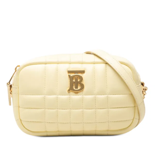 Yellow Burberry Mini Quilted Lambskin Lola Camera Bag in Yellow Lambskin from Designer Revival