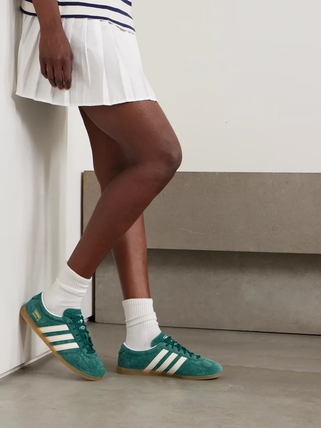 ADIDAS ORIGINALS Gazelle Lo Pro leather-trimmed suede sneaker in Green, photo 2 of 2 from NET-A-PORTER (Canada)