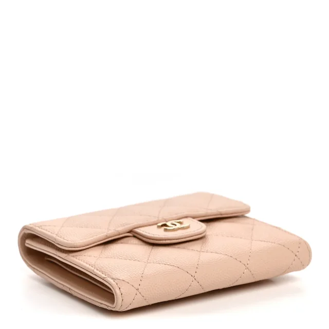 Chanel Caviar Quilted Compact Flap Wallet Beige in Beige Caviar leather from FASHIONPHILE, photo 4 of 8