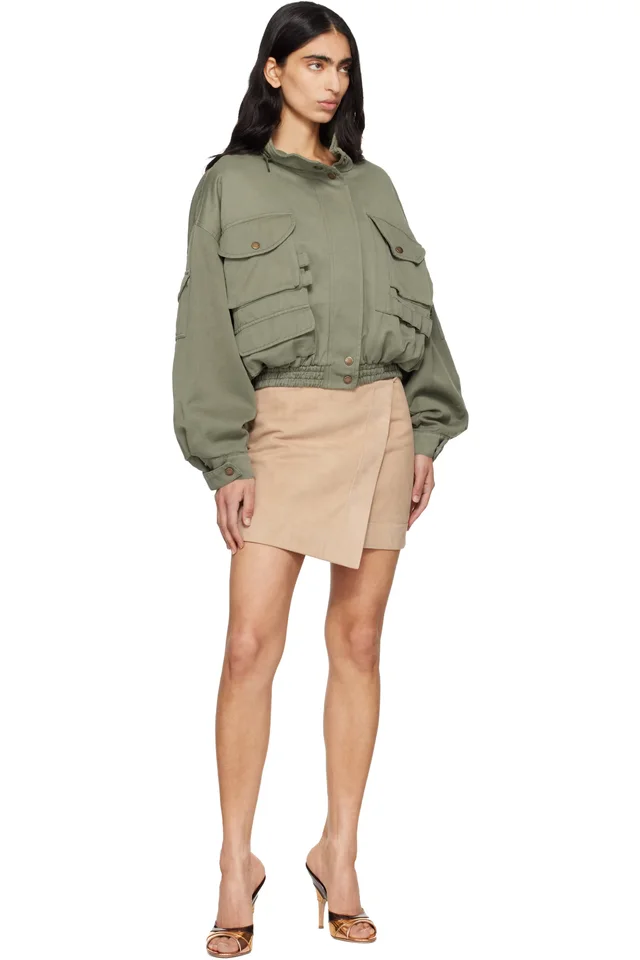 BALMAIN Beige Suede Wrap Miniskirt, photo 4 of 4 from SSENSE