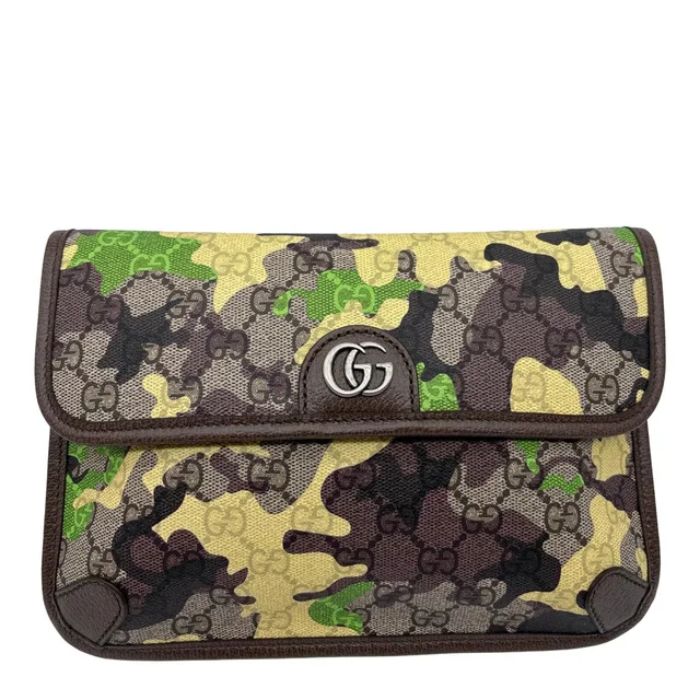 Gucci Camouflage GG Supreme Canvas Belt Bag Green 752597 in Green Canvas from Dallas Designer Handbags