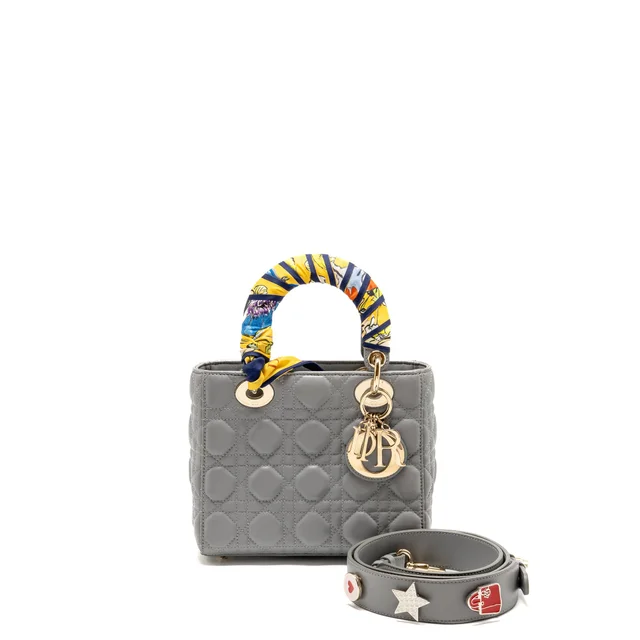 Small Lady Dior My ABCDior Bag Cannage Lambskin Grey LGHW in Grey Lambskin from EMIER