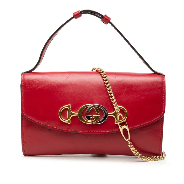 Red Gucci Mini Calfskin Zumi Satchel in Red Calfskin from Designer Revival