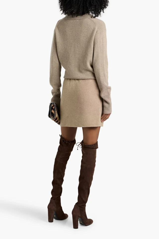 Max Mara Onagro Wool-Blend Felt Mini Skirt in Sand, photo 3 of 4 from THE OUTNET