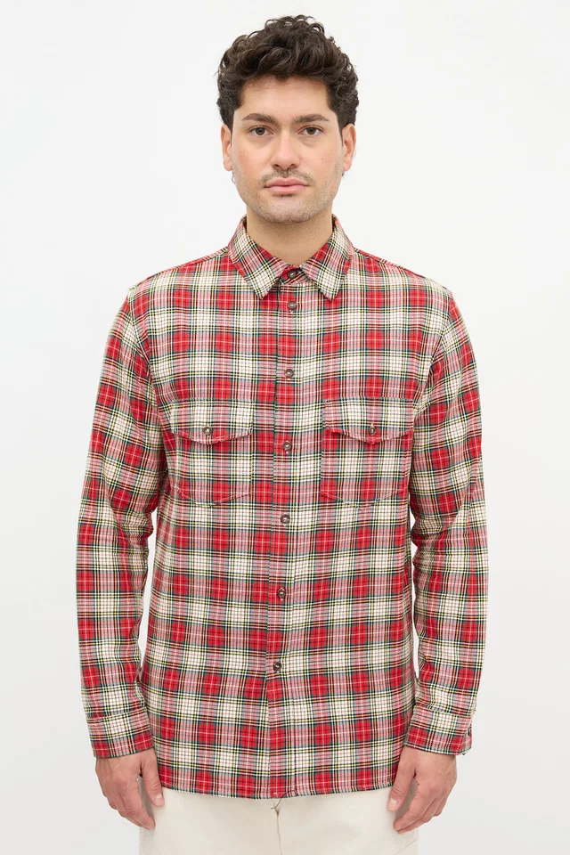 Gucci Embroidered Patch Plaid Shirt from VSP Consignment