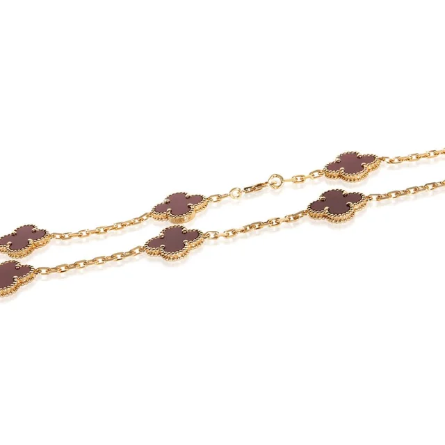 Van Cleef & Arpels Yellow Gold Carnelian Vintage Alhambra Necklace in gold|yellow from Jomashop.com