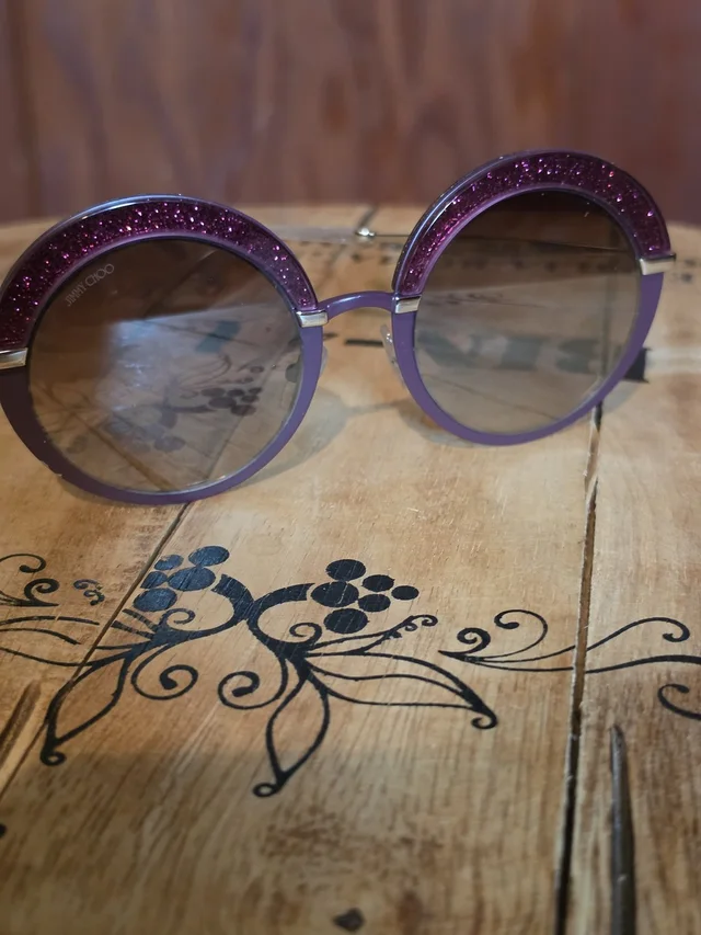 Jimmy Choo Purple Glitter Round Sunglasses in pink|purple from Poshmark