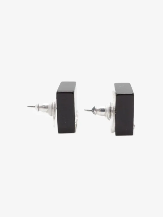 Chanel Black CC square stud earrings in Black Resin from Sign of the Times, photo 5 of 9