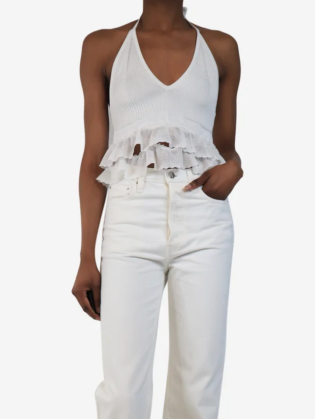 Alaïa White cropped halter-neck top - size UK 8 in White from Sign of the Times