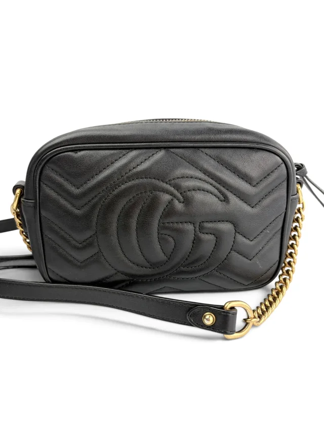 Gucci Black Leather GG Marmont Small Crossbody in Black Leather from Season 2 Consign, photo 3 of 9