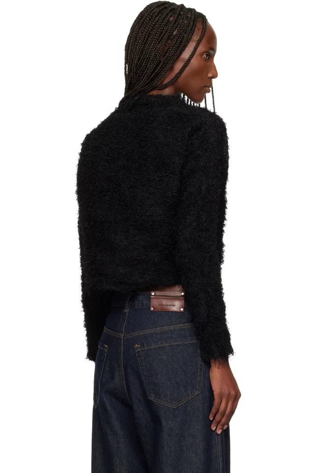 ISSEY MIYAKE Black Shifted Fuzzy Pleats Sweater, photo 3 of 4 from SSENSE