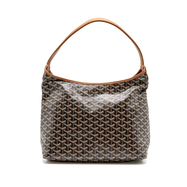 Goyard Boheme Hobo Bag Goyardine Canvas/Calfskin Black/Brown Shw in Black Calfskin from EMIER