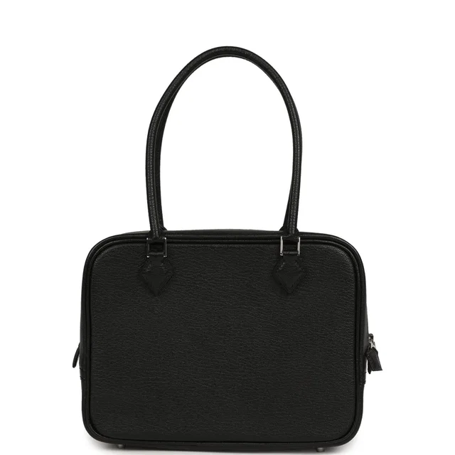 Hermès Mini Plume 21 Bag Black Chevre Palladium Hardware in Black Goatskin from Madison Avenue Couture