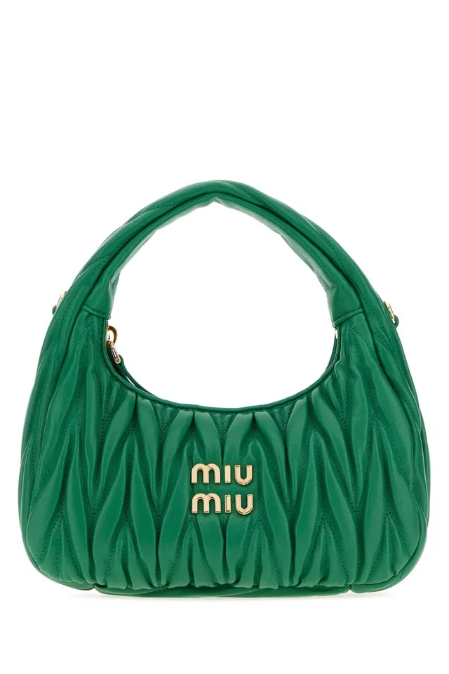 Miu Miu Quilted Nappa Leather Shoulder Bag — Green Agnello in Green Nappa leather from HEWI