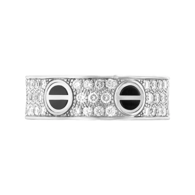 Cartier Love ring w/ diamonds & black ceramic screws in 18k white gold. 0.74cts in Black Yellow Gold from Gray And Sons