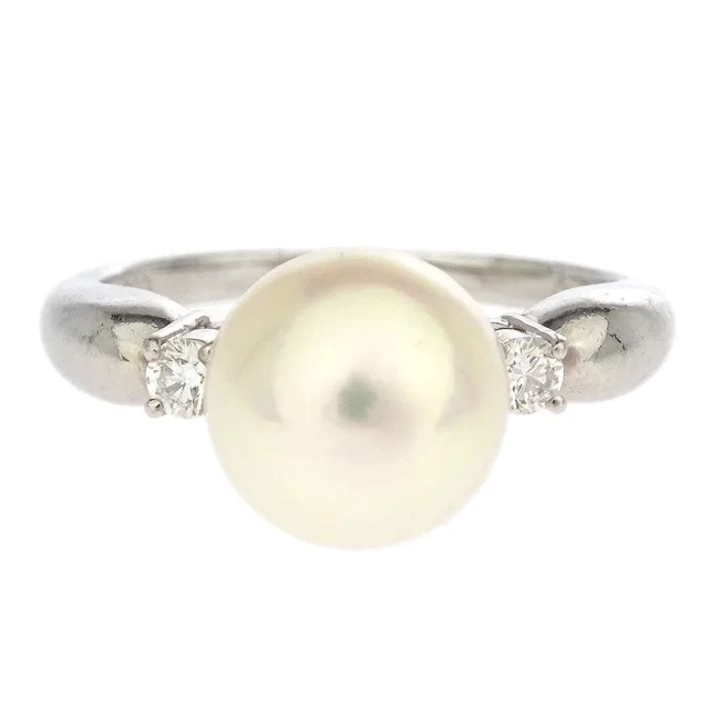 Tasaki Ring Pt900 Genuine Pearl Diamond Silver #49 in Silver from AMORE Vintage Tokyo