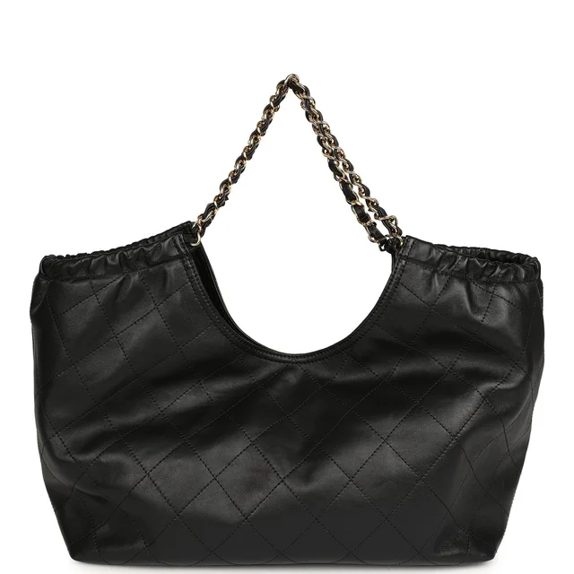 Chanel Small CC Cabas Hobo Bag Black Calfskin Gold Hardware in Black Calfskin from Madison Avenue Couture, photo 2 of 2