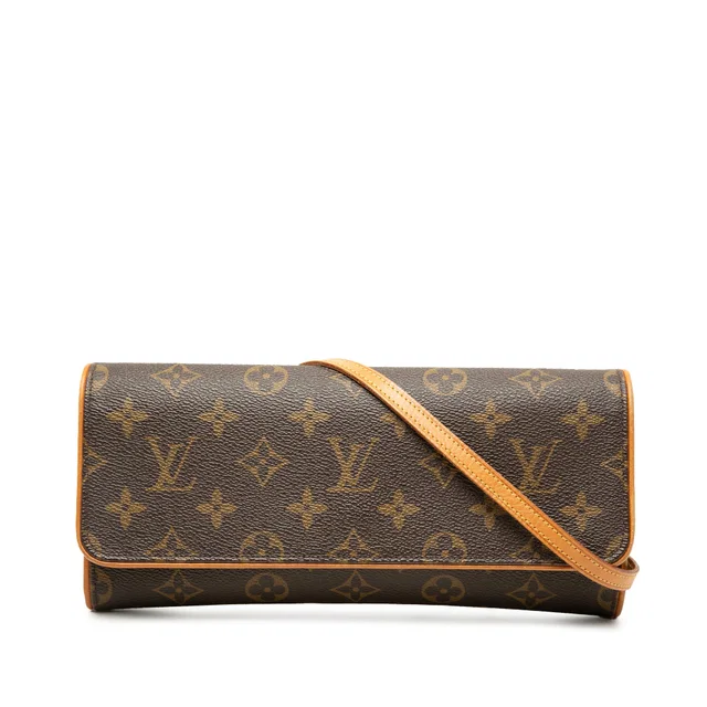 Brown Louis Vuitton Monogram Pochette Twin GM Crossbody Bag in Brown Coated canvas from Designer Revival