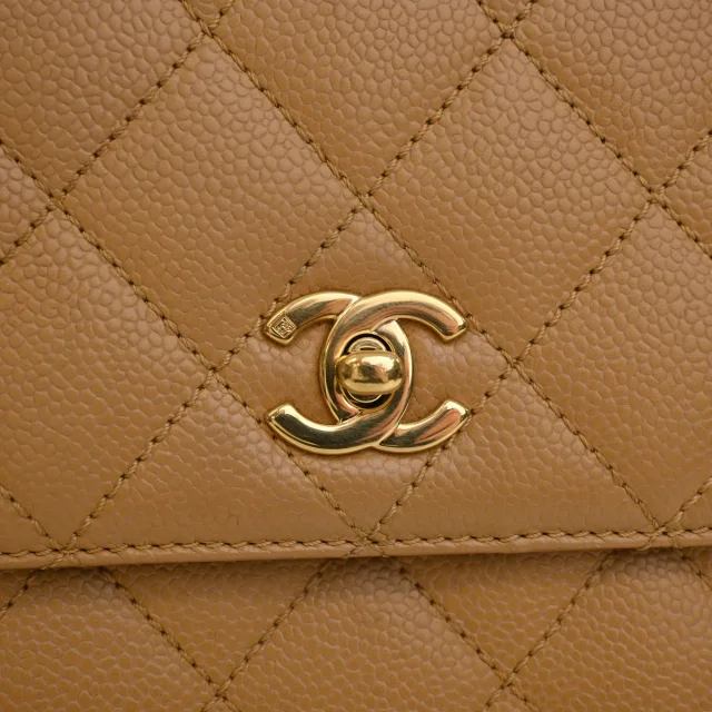 Beige Chanel CC Quilted Caviar Kelly Top Handle Bag Handbag in Beige Caviar leather from Designer Revival, photo 7 of 15