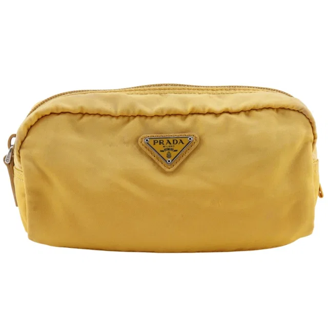 Prada Yellow Pouch in Yellow Nylon from The Reluxe