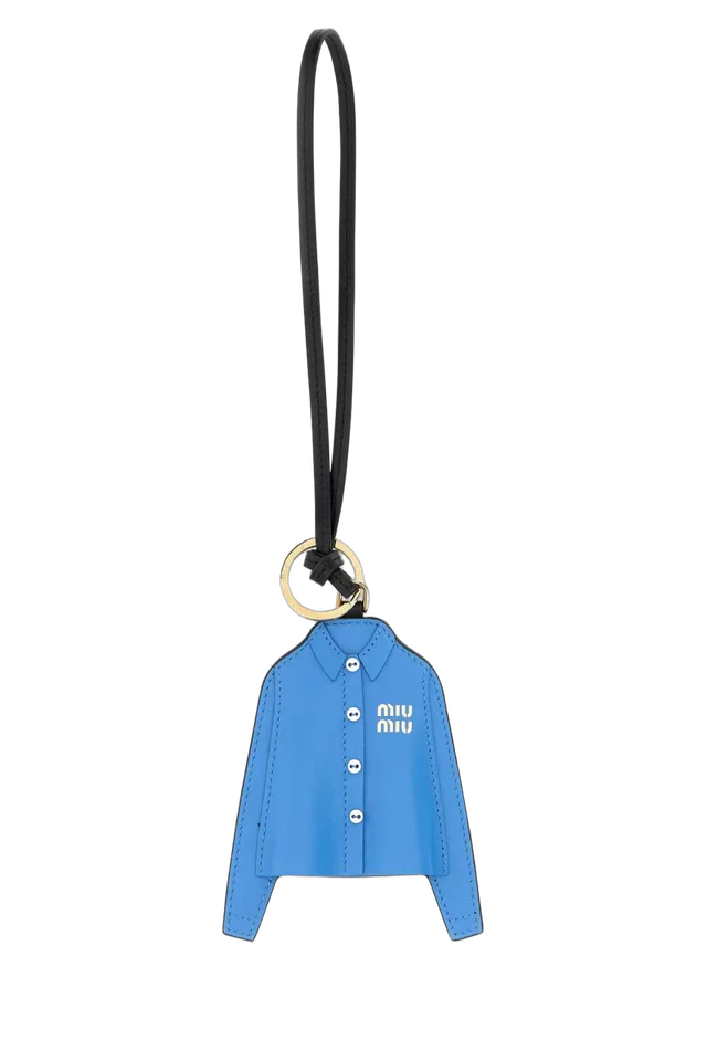 Miu Miu Leather Shirt-Shaped Key Case — Blue Keychains in Blue Leather from HEWI