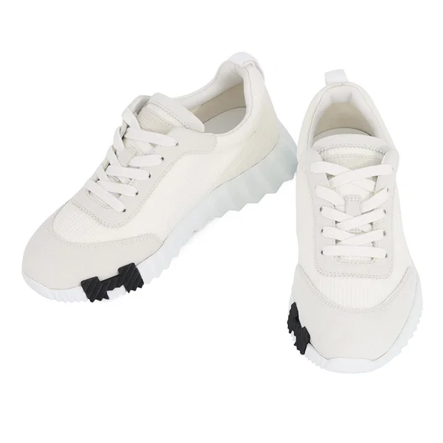Hermès Bounce Sneakers White Mesh・Graphic Chevre Velour Size 36.5 in White Goatskin from GALLERY RARE
