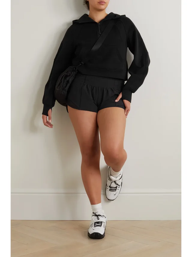 LULULEMON Hotty Hot 2.5" mesh-paneled stretch recycled-Swift low-rise shorts in Black, photo 2 of 2 from NET-A-PORTER (Canada)