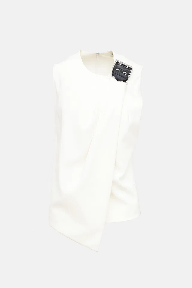 Balenciaga 2016 Draped Buckle Top in Leather from VSP Consignment